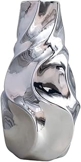 Zeinas Flower Vase Decoration Decoration Doré Silver Abstract Ceramic Vase Crafts Living Room Home Bureau with Soft Geometric Flower Vase (Size: Coffee).. DIAYTAR NIGERIA delivers affordability and convenience to your doorstep within 8 days of purchase.