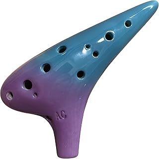 Ocarina, 12 -hole ocarina instrument with song book for beginners, ocarina in alto ceramic c (purple and blue).. DIAYTAR NIGERIA: Where affordability meets variety in Nigeria's most comprehensive online marketplace.