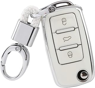 Key holder cover for Volkswagen VW 1797 White Jetta Beetle Tiguan Passat Golf Accessories Car Key Casters Protective Cover 3 TPU buttons.. Experience shopping without compromise at DIAYTAR NIGERIA, with vast selection and quick delivery.