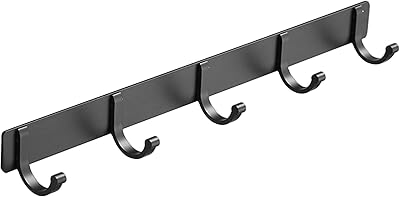 XPLDS hanging 5 hooks, door without nails, robust hanger for bedroom storage, kitchen, clothes, bags, hats, towels (black).. DIAYTAR NIGERIA: Where quality products become affordable with our nationwide shipping service.