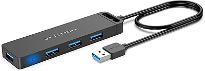 Vendion HUB USB 3.0 Ultra thin at 4 ports [supports loading] Compatible with MacBook, Laptop, Pro Surface, Computer, USB key and mobile hard drive (USB A, 0.5 m).. DIAYTAR NIGERIA: Where shopping is easy, prices are low, and delivery is just days away.