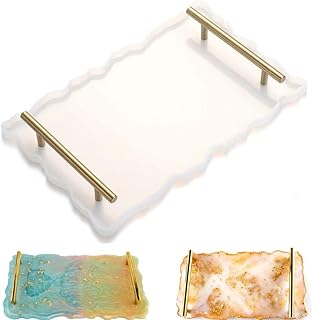 Goodrun Irregular Silicone resin tray mold, epoxy resin mold with 2 metal handles, Easy release silicone glass molds for DIY of house ornaments and fruit service tray.. DIAYTAR NIGERIA brings the market to your screen with thousands of affordable products delivered to your door.
