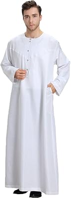 A united Saudi Islamic Thobe with long sleeves and round collar for men.. DIAYTAR NIGERIA: The marketplace that brings affordable products to every Nigerian home in under 8 days.