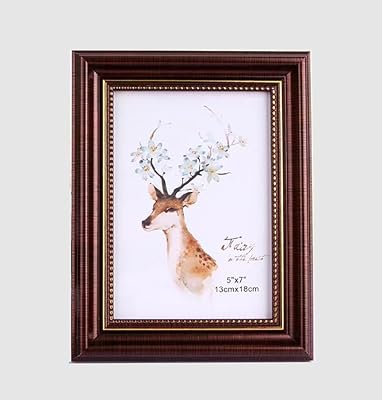 Photo frame YM Like in wood with golden edges, Solid wood photo frame 7 "X 9" with hook and 5 "x 7" carpets for wall display or on table, (Roman brown).. DIAYTAR NIGERIA brings online shopping to every Nigerian with affordable prices and reliable shipping.