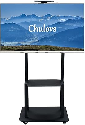 New long and adjustable mobile TV cabinet with lockable wheels and AV shelves at 2 levels for extra large LCD LCD LCD screen up to 75 "Visa 600 x 400, load 70 kg (black).. DIAYTAR NIGERIA makes online shopping accessible to all with budget-friendly prices and reliable delivery.