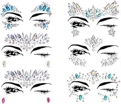 Sewl sticker for aerete mermaid face dotted with rhinestones and crystals, tattoo jewelry on the female forehead, 6 pieces.. DIAYTAR NIGERIA revolutionizes online shopping with competitive prices and reliable 5-8 day delivery.
