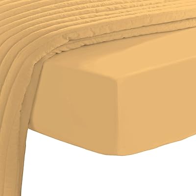 Elasticated cotton bed sheet 200x200 cm (golden yellow) 1.. DIAYTAR NIGERIA: Your affordable shopping destination with thousands of products delivered in days.