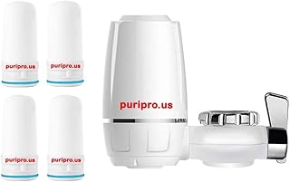 Ceramic tap filter with puri several stages, advanced water filter system eliminates chlorine, sediments and chemicals, suitable for the kitchen and the bathroom (1 set + 4 cartridges).. DIAYTAR NIGERIA brings affordable products to every doorstep with our reliable 5-8 day shipping.