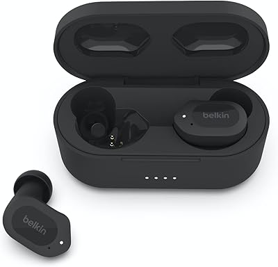 Belkin SoundForm Play True wireless headphones with 3 equalizer settings, sweat and water resistant with IPX5 water and dust resistance index, 38 hours of reading for iPhone, Galaxy and Pixel - Black, (S/M/L).. DIAYTAR NIGERIA: Where thousands of products meet affordable prices and reliable 5-8 day delivery.