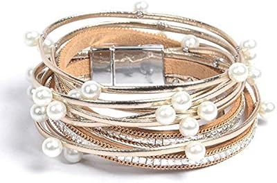 Leather bracelet for women - hand clash bracelet with crystal pearls, gift jewelry for sisters, teenage girls and mom.. DIAYTAR NIGERIA transforms dreams into deliveries with our affordable prices and 5-8 day shipping.