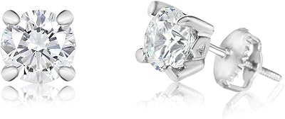 Sterling 925 silver rod earrings, white gold color, 4 mm, birth months, for baby girls, toddlers and adolescents (transparent).. Forget the long lines — DIAYTAR Nigeria is always open for shopping.