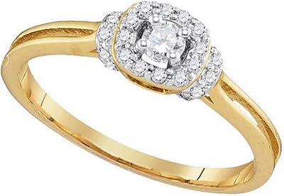 Solitory wedding engagement ring 10 carat yellow gold for women with round diamonds 1/4 carat.. Make shopping fun and stress-free with DIAYTAR Nigeria.