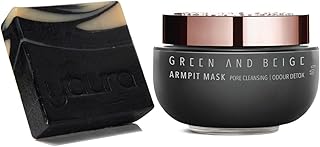 Green offer and beige dark mask pack for 40 g armpits and 100 g handmade charcoal soap, cleanses pores and eliminates body odors, color corrector mask for men and women.. DIAYTAR NIGERIA: Where shopping is a pleasure with affordable prices and reliable delivery service.