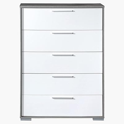 Home Box Patara Convenient 5 drawers, dimensions 80 x 111.5 x 39 cm, white/gray.. Shop smart with DIAYTAR NIGERIA, offering a vast product range delivered to your doorstep within a week.