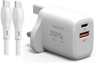 Begant fast charger USB C PD 20 W with USB-C Cable Double Port Wall Adapter Type C QC3.0 British socket for Samsung Pixel Huawei OnePlus Xiaomi and Plus (C-C, White cable).. Your one-click solution to affordable shopping, DIAYTAR NIGERIA delivers quality products nationwide.