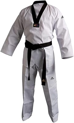 Taekwondo Dobok uniform certified club WTF, size 110 cm, white/black.. DIAYTAR NIGERIA: Bringing quality products to every Nigerian with affordable nationwide delivery.