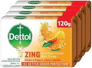 Dettol Zing antibacterial soap bar, 10x best protection, 120 g, pack of 4.. DIAYTAR NIGERIA brings quality products to every corner of Nigeria at prices everyone can afford.