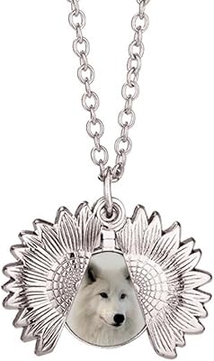 Wolf skin White Hair Art Deco Mode Collar Sunflower Pendant Médaillon jewelry.. Save time and money with DIAYTAR Nigeria’s online store.
