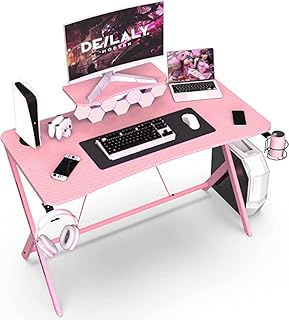 45-inch Dialali game desk with shelf for office, house, study and work, carbon steel feet with cup holder and headphones, for university housing, apartment and desk, pink color.. Easy checkout, quick delivery — shop now on DIAYTAR Nigeria.