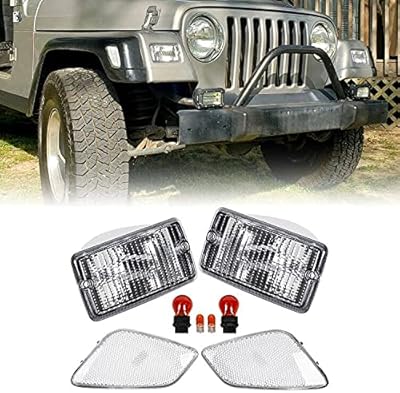 Ecotrek transparent bumper position kit + lateral position lights compatible with Jeep Wrangler TJ 1997-2006.. DIAYTAR Nigeria: Where affordability meets speed and quality.