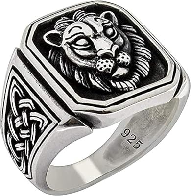 Classic ring made by hand in sterling 925 silver with special gothic lion pattern vintage biker for men, vintage style handmade, metal.. Your complete shopping solution, DIAYTAR NIGERIA delivers variety and value within the week.