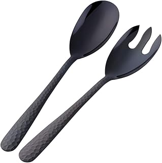 Fork and salad spoon set, 12 inches, black stainless steel salad cutlery, washable in the dishwasher, pack of 2.. DIAYTAR NIGERIA brings the nation's largest product catalog to your doorstep at prices you'll appreciate.