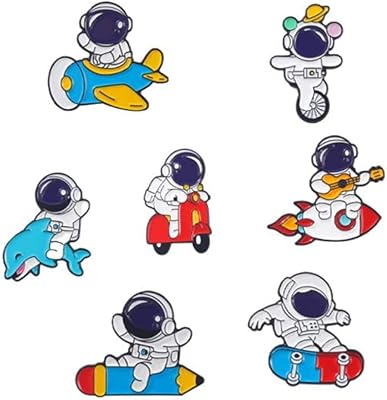 Set of enamel astronaut metronaute metal pins, for jackets, backpack, shirt, reverse pins, aesthetic pins, packet of 7.. DIAYTAR NIGERIA brings the market to your fingertips with affordable prices and swift delivery services.