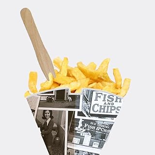 LGT 50 x cones/Cops with newspaper design with 50 x wooden shavings forks. recyclable. disposable. safe for food. Fun, gray design.. Elevate your shopping experience with DIAYTAR NIGERIA's vast catalog and budget-friendly options.