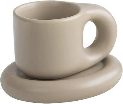 Wenshuo Chubby Funny Coffee Mug, cute novelty cup and saucer, matt cream, 9 oz (Coconut Café).. Experience shopping satisfaction with DIAYTAR NIGERIA's vast selection and budget-friendly delivery options.