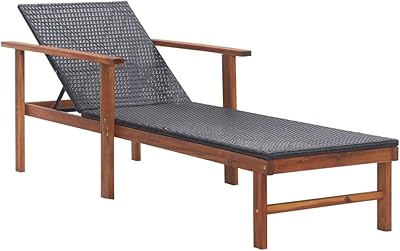 Vida XL in solid acacia wood, long -resistant chair resistant, for swimming pool, patio, garden, outdoor seats, rest bed, black polyrotin sofa.. DIAYTAR NIGERIA: Nigeria's answer to affordable online shopping with reliable 5-8 day delivery guarantee.