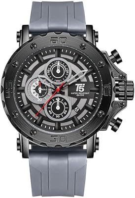 Men's chronograph watch 22 mm black silicone bracelet H3865G-GRYBLK, black, 22 mm.. DIAYTAR NIGERIA: Where countless products meet affordable prices and reliable nationwide shipping.