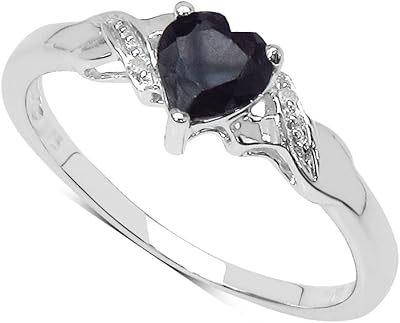Set of blue sapphire rings: a magnificent sterling silver engagement ring in the shape of a black heart and a set of diamonds, a Mother's Day ring, Size H, I, J, K, L, M, N, O, P, Q, R, S, T, U, V... Your new favorite way to shop online — DIAYTAR Nigeria.