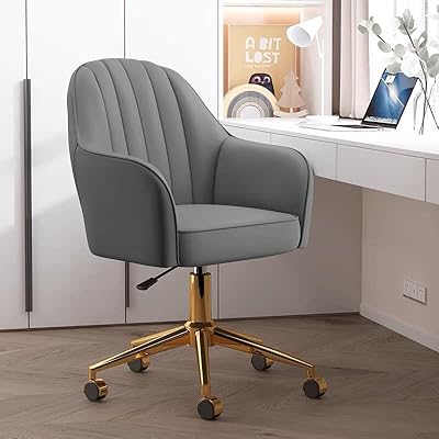 Middle back office chair, modern office chair with golden base, adjustable swivel work chair, home office (gray).. Get everything you need without leaving your home. DIAYTAR Nigeria offers a seamless shopping experience and delivers your orders quickly and reliably.