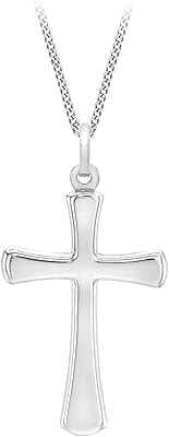 Pendant Uni Cross Carissima in white gold 9 carats on gourmet chain 46 cm, gourmet chain 46 cm/18 inches.. From household needs to gadgets, DIAYTAR Nigeria has it all.