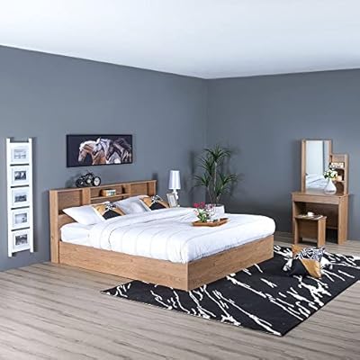 Danube Home Gamora 5 -room bed set, King size (180x200 cm) + night table + cabinet and chair with mirror | Completely comfortable bed set | Set of solid wood bedroom furniture with modern design (oak).. DIAYTAR Nigeria offers great deals, a huge product variety, and delivery in under a week.