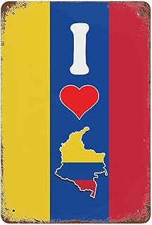 Tin wall panel with flag of the world of Colombia, i love colombia, rustic metal panel, fancy art poster for men, cave, interior and exterior wall decoration, 8x12 inches.. DIAYTAR NIGERIA: Where shopping dreams come true with budget-friendly prices and nationwide shipping.