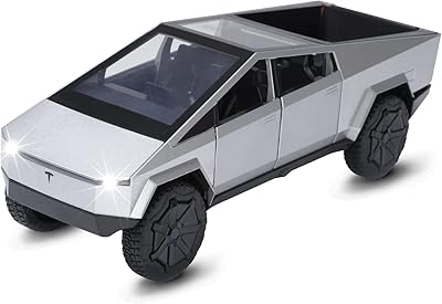 Toy trucks for boys silver van Cybertruck model 1:32 car toy in metal molded under pressure with sound and light for children from 3 years old.. Discover the perfect shopping experience with DIAYTAR NIGERIA's vast selection and prompt delivery service.