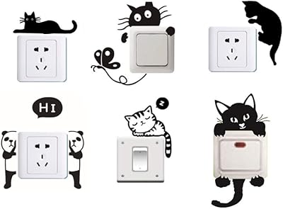 Removable switch sticker, 6 pieces wall stickers chat chat panda cute butterfly, family light switch stickers for children's bedroom decoration of the house decoration decoration.. Shop the future with DIAYTAR NIGERIA - thousands of products, unbeatable prices, delivery within a week.