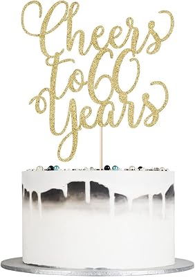 Otbay "Cheers to 60 years" Decoration of golden glitter cake for 60th birthday/60th anniversary (60).. Shop with confidence at DIAYTAR NIGERIA, enjoying competitive prices and delivery within 8 days.