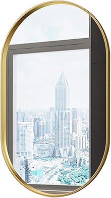 Large oval wall mirror for entrances, bathrooms, salons and more, golden iron frame.. Discover shopping reimagined with DIAYTAR NIGERIA's extensive catalog and 5-8 day delivery service.