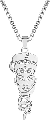 Queen nefertiti pendant collar for men in stainless steel with an ancient Egyptian motif.. From checkout to your doorstep in less than a week — DIAYTAR Nigeria.