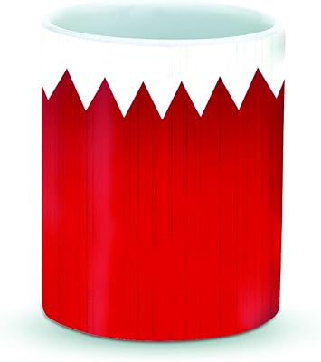 Printed coffee cup of elegant designer with robust handle, 11 ounce ceramic cup for gifts [go to the microwave and dishwasher]-Bahrain flag.. DIAYTAR NIGERIA: Where shopping meets satisfaction with affordable prices and delivery within 8 days.