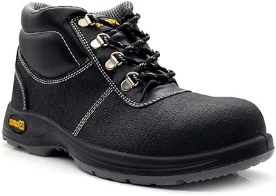 Safety boots at an ankle in imitation leather for men - PU sole, light and protecting the ankle (black).. DIAYTAR NIGERIA: Putting quality products within reach of every Nigerian through our affordable marketplace.