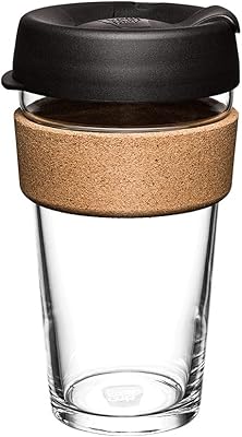 Reusable cup Keepcup in tempered glass with black cork band bcbla16.. DIAYTAR NIGERIA makes every purchase count with our affordable prices and reliable 5-8 day shipping.