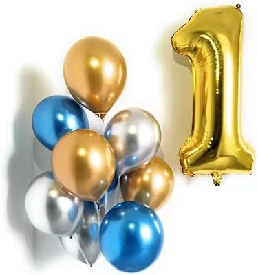 Party Time - Kit of gold leaf balloons - 16 "| Package of 9 12" latex balloons | 1st anniversary decorations | Latex balloons for birthday party, birthday decoration kits (free ribbon).. DIAYTAR NIGERIA: Where shopping is a pleasure with affordable prices and reliable delivery service.