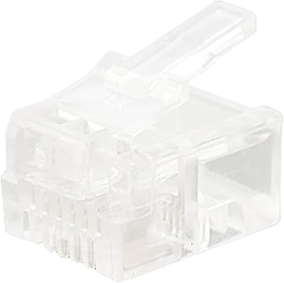 100 modular telephone connectors RJ11 RJ-11 Transparents 6p4c CAT3 (SN: 6C5 263 65A 392 612).. DIAYTAR NIGERIA transforms online retail with unbeatable prices and consistent delivery timeframes.