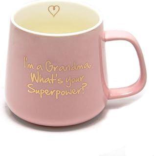 Coffee cup as a gift for Mother's Day and Grandmothers-Ceramic Tea Cup with inscription I am a grandmother, what is your superpower-Birthday gifts for mothers and grandmothers, pink 350 ml 12 oz.. DIAYTAR NIGERIA combines affordability, variety, and convenience with nationwide delivery services.