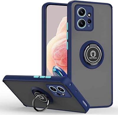 Rigid anti-shock rear shell, finger anti-traces and anti-scratch with rotary metal support ring for mobile phone Xiaomi Redmi Note 12 4G (blue).. DIAYTAR NIGERIA brings online shopping to every Nigerian with affordable prices and reliable shipping.