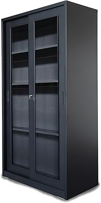 Glass door in steel HT adjustable full height Mahmayi with sliding door, binder and library of Godrej - black.. Shop smarter with DIAYTAR NIGERIA's vast product range and budget-friendly delivery within the week.