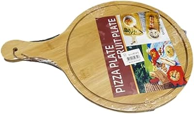 Wooden round pizza plate, brown fruit plate - 26x38 cm.. DIAYTAR NIGERIA: Where quality meets affordability, with thousands of products delivered in less than 8 days.